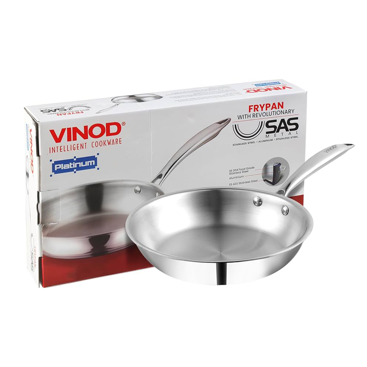 Vinod Platinum Triply Stainless Steel Frypan