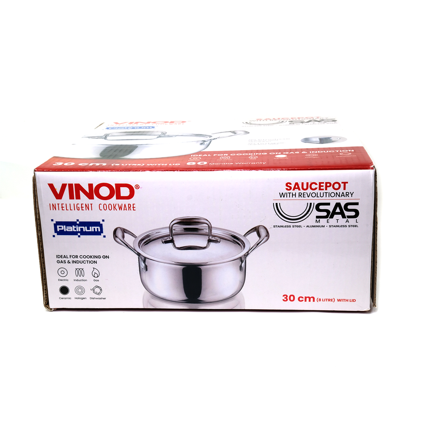 Vinod Platinum Triply Stainless Steel Casserole 30