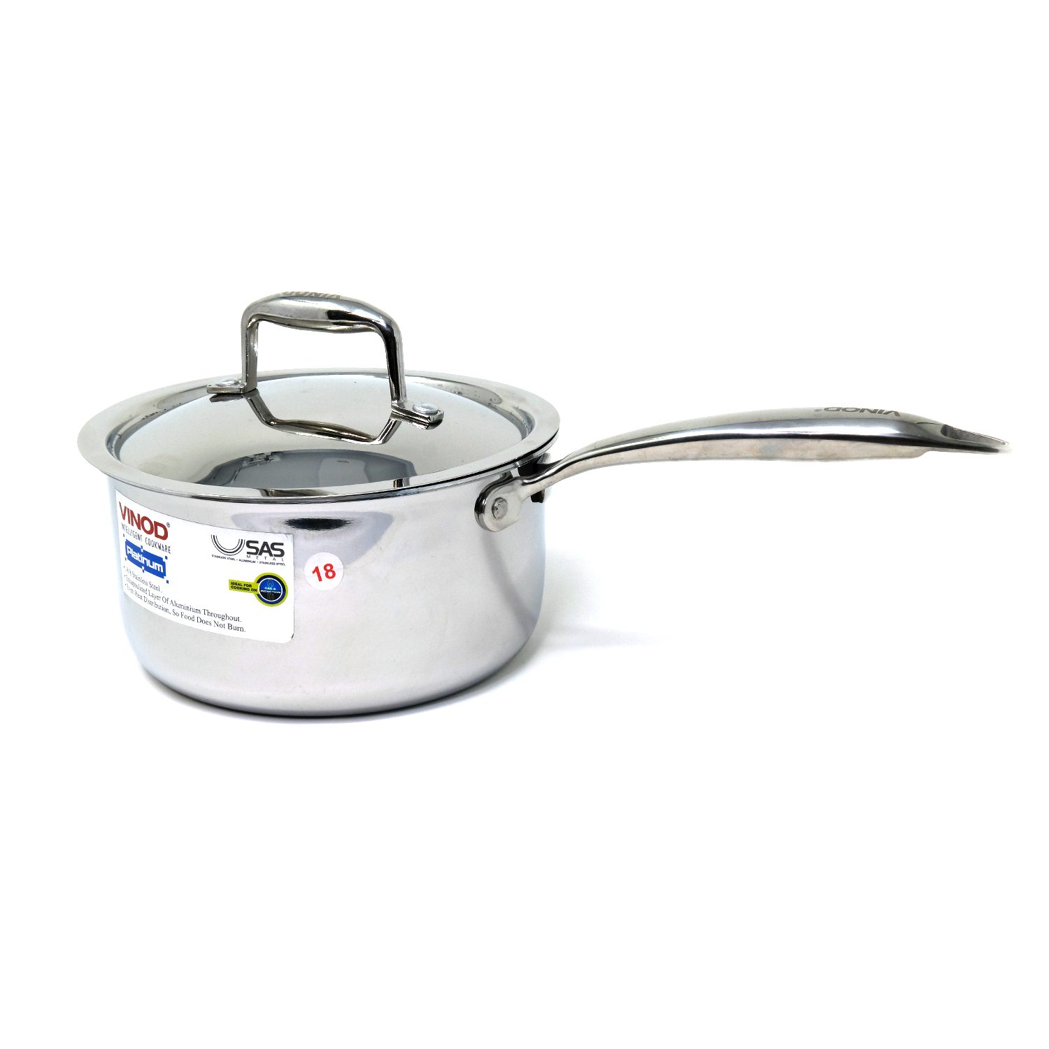 Vinod Platinum Triply Stainless Steel Saucepan 18