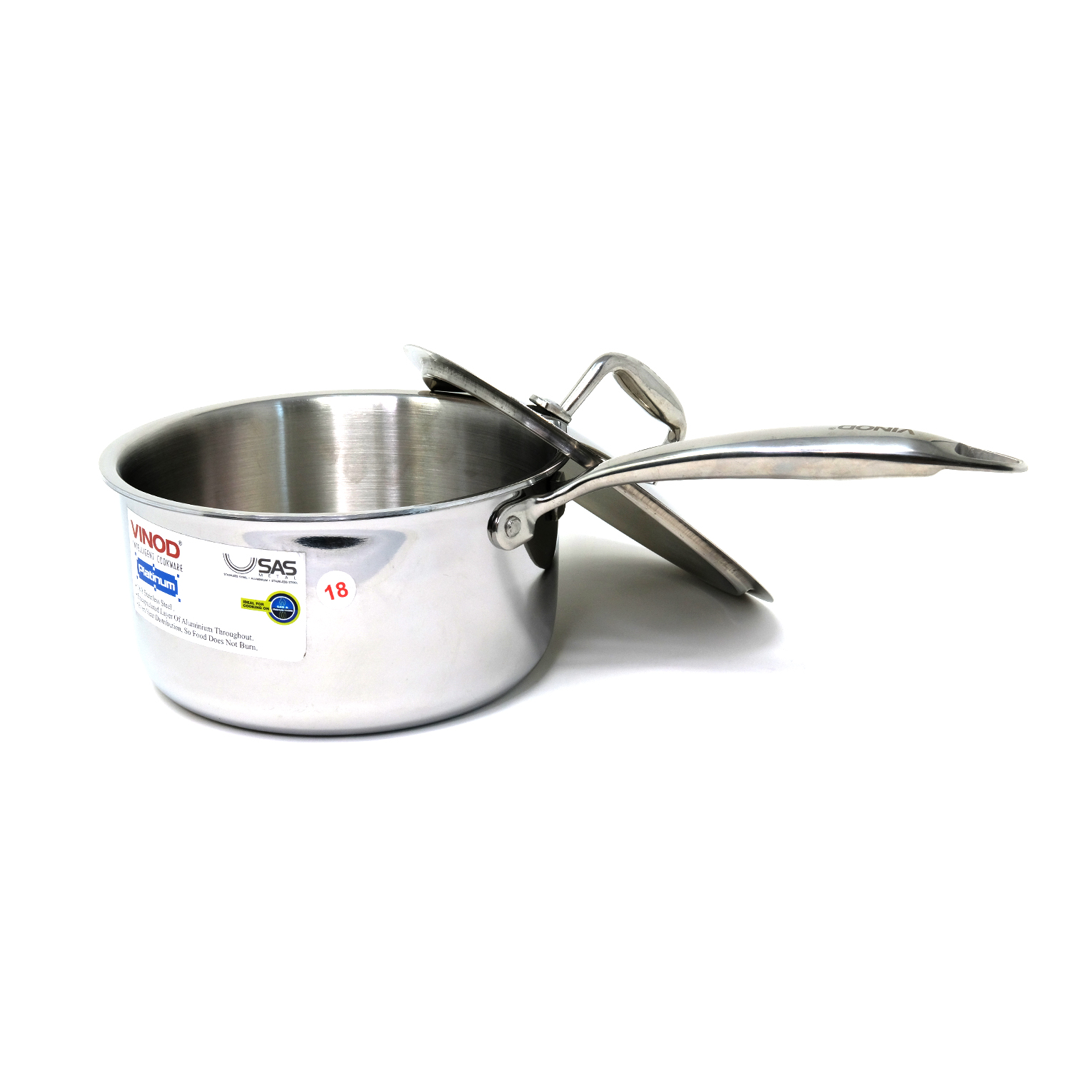 Vinod Platinum Triply Stainless Steel Saucepan 18