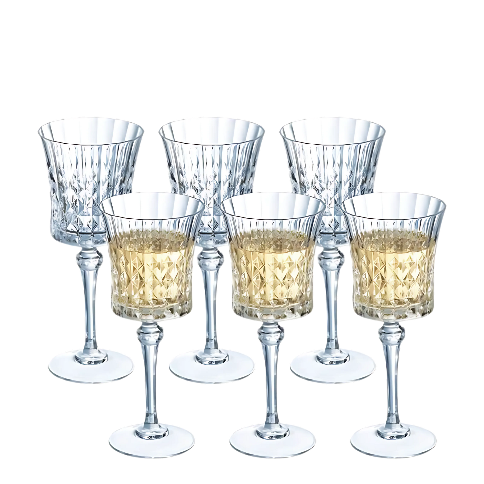 Cristal D'Arques Lady Diamond 9 oz Wine Glass 6Pc Set