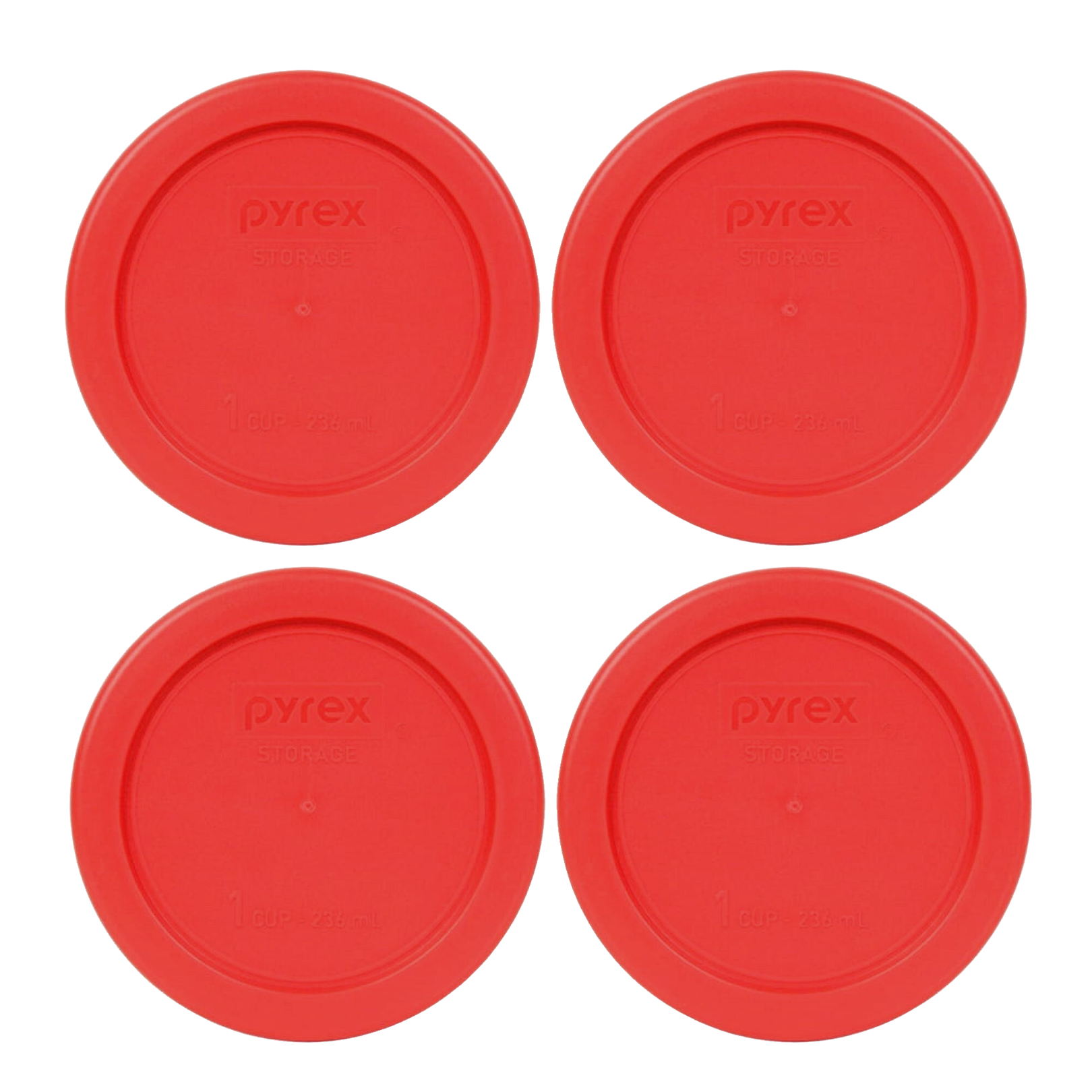 Pyrex Replacement 4 Pc Cover Set-Red (Round) for Pyrex Glass Container (1 Cup)