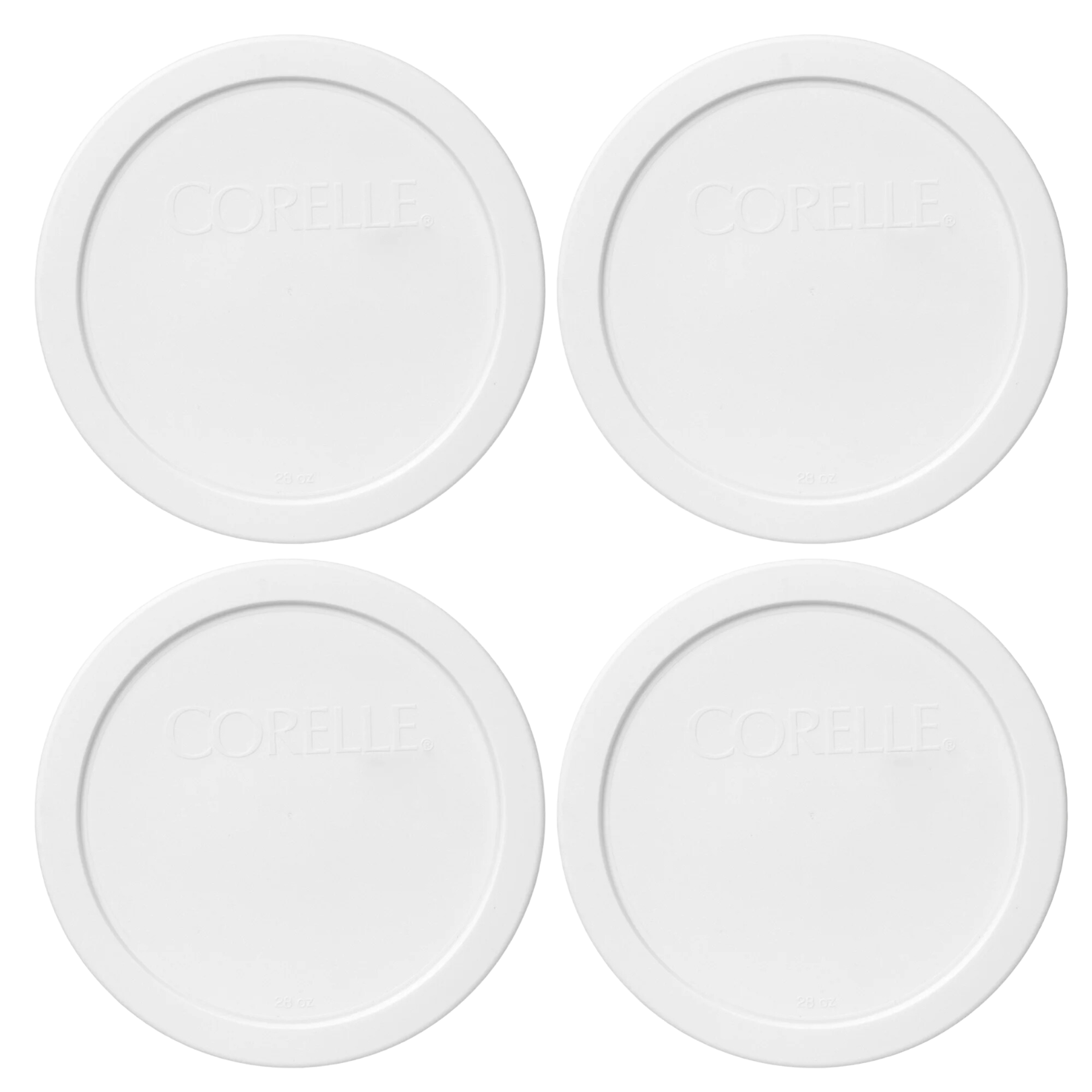 Corelle Replacement 4 Pc Cover Set-White (Round) for Corelle 28oz Bowl