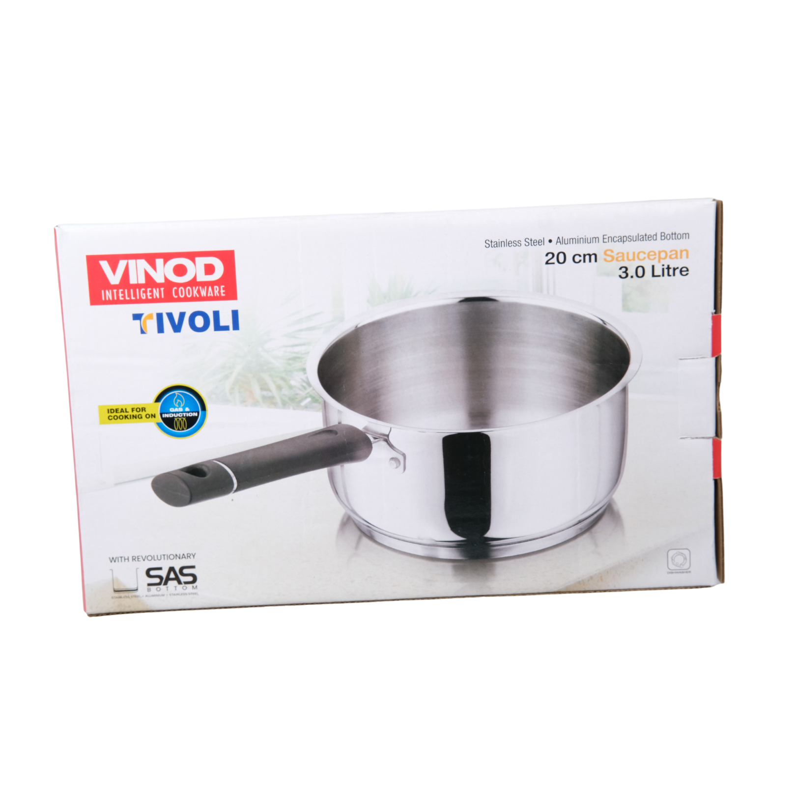 Vinod Platinum Tivoli Stainless Steel Saucepan 3L