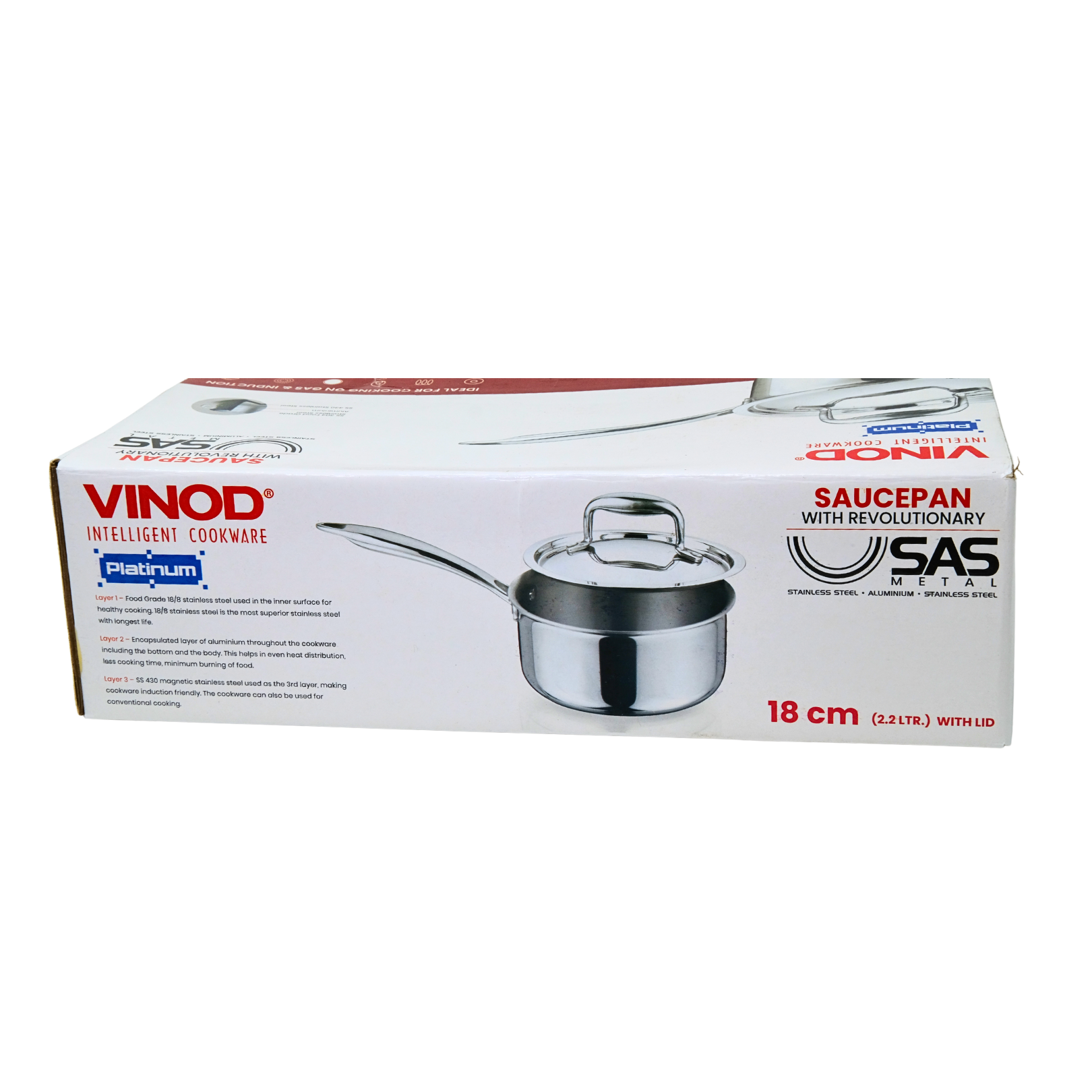 Vinod Platinum Triply Stainless Steel Saucepan 18