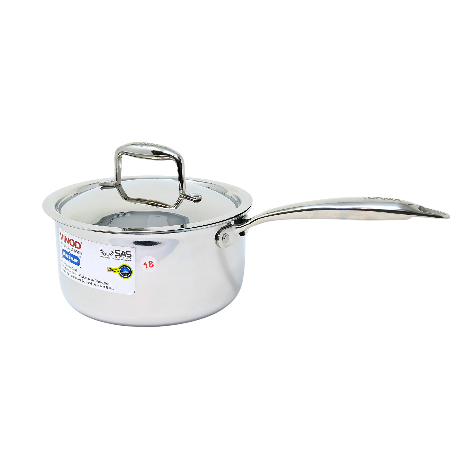 Vinod Platinum Triply Stainless Steel Saucepan 18
