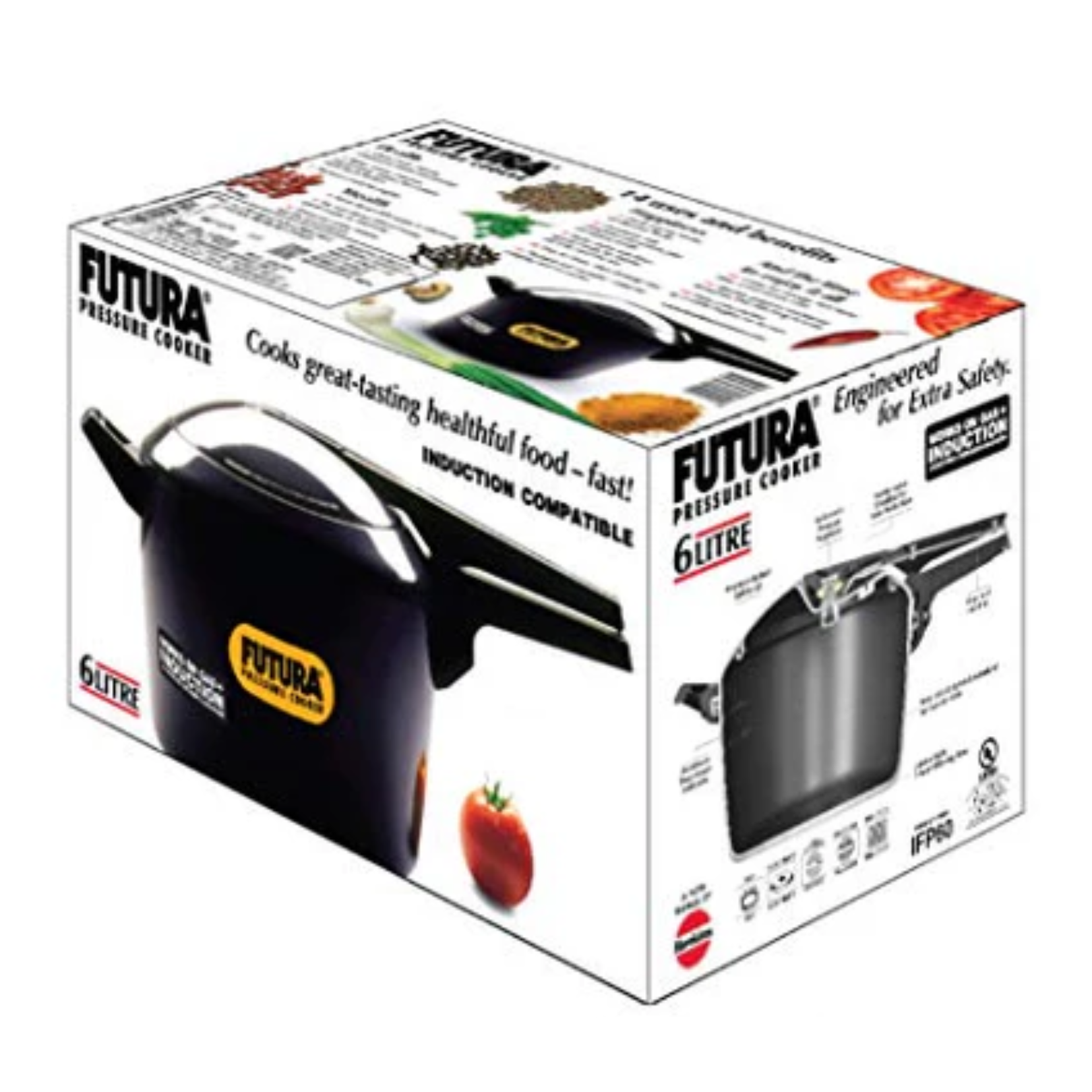 Futura Black Pressure Cooker 6L