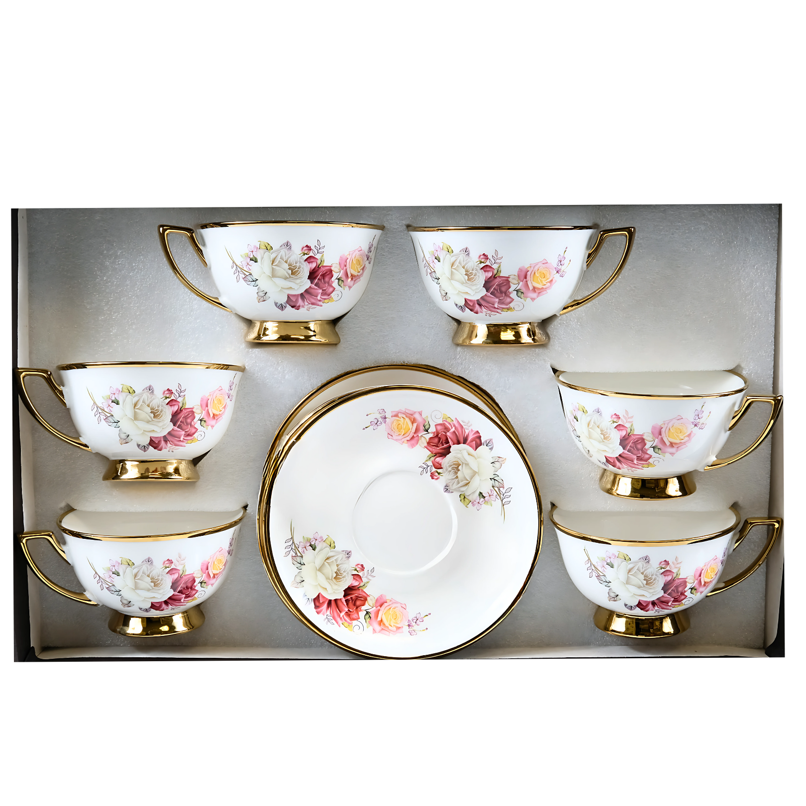 Ceramic Rose Tea Cup & Soccer Set