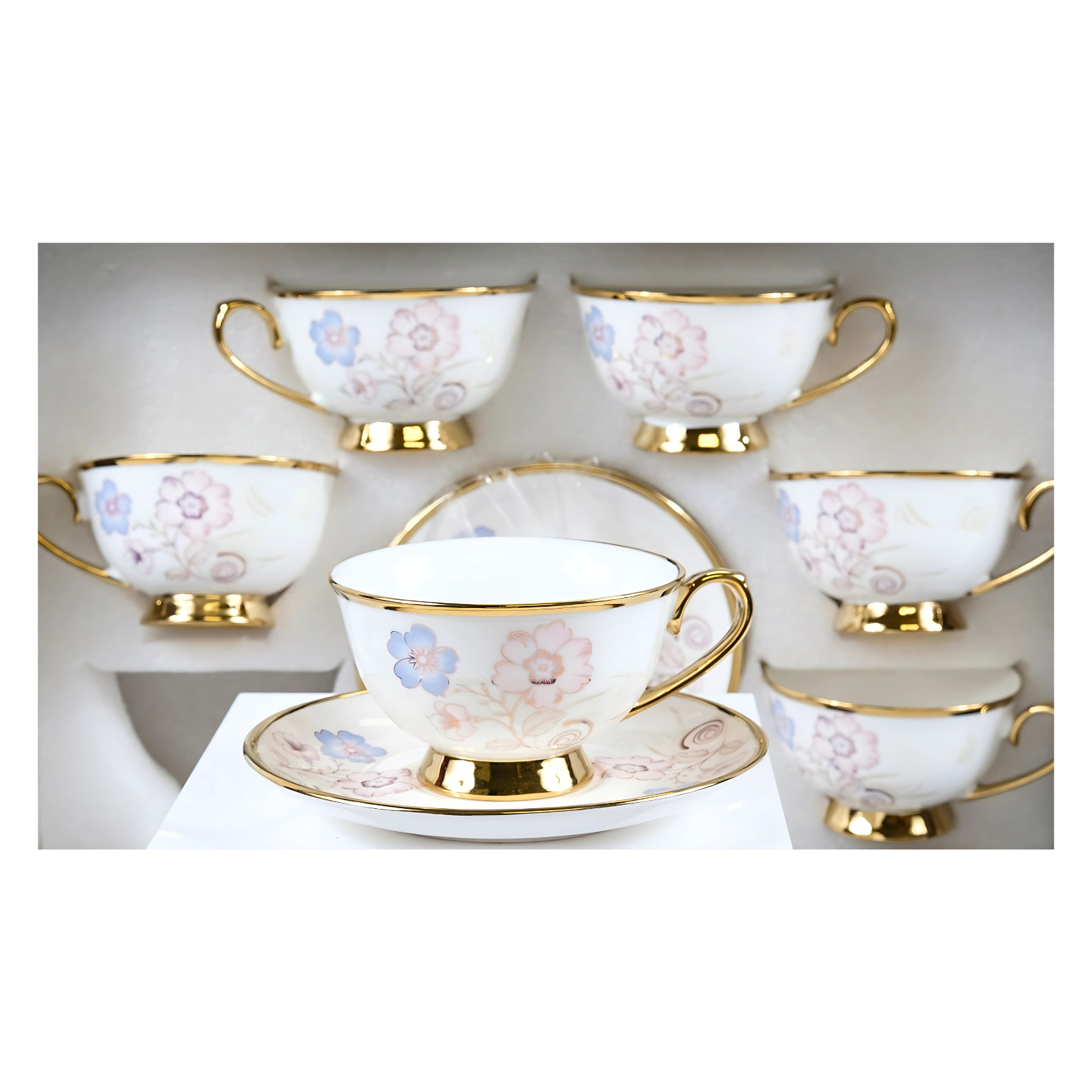 Ceramic Purple Tea Cup & Soccer Set