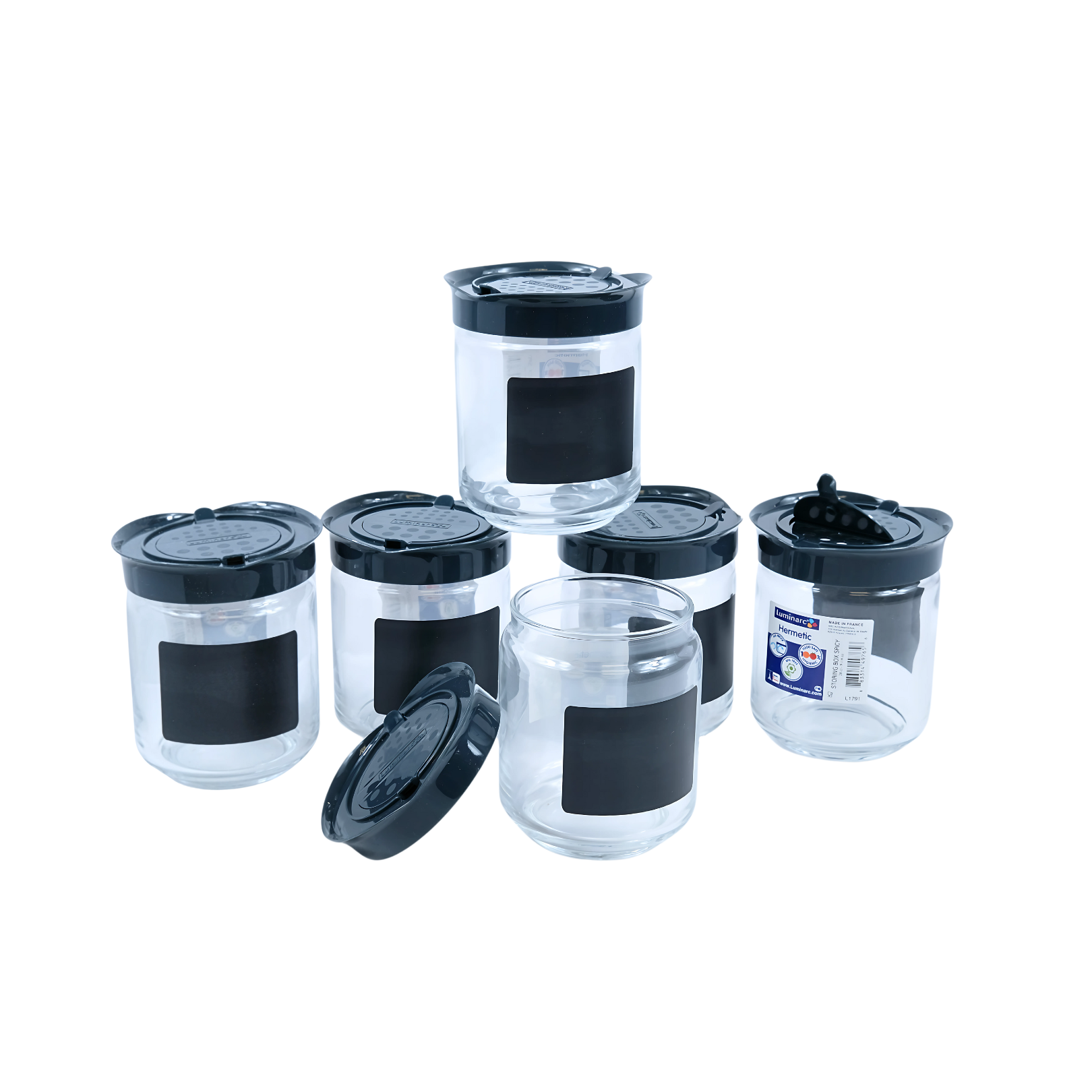 6 Pc Luminarc Spice Jars