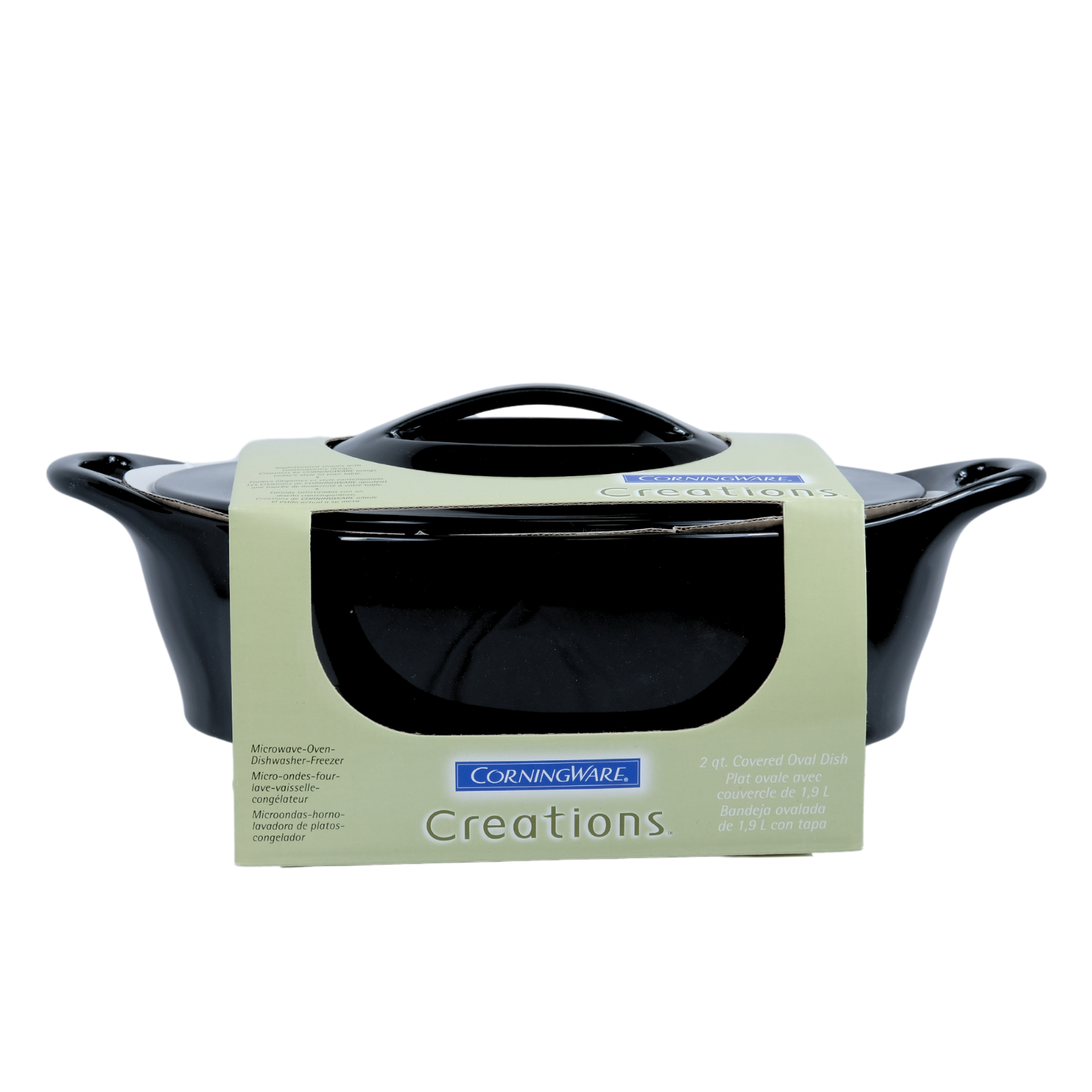 Corningware Black Oval Serving Casserole With Cover (2Qt)