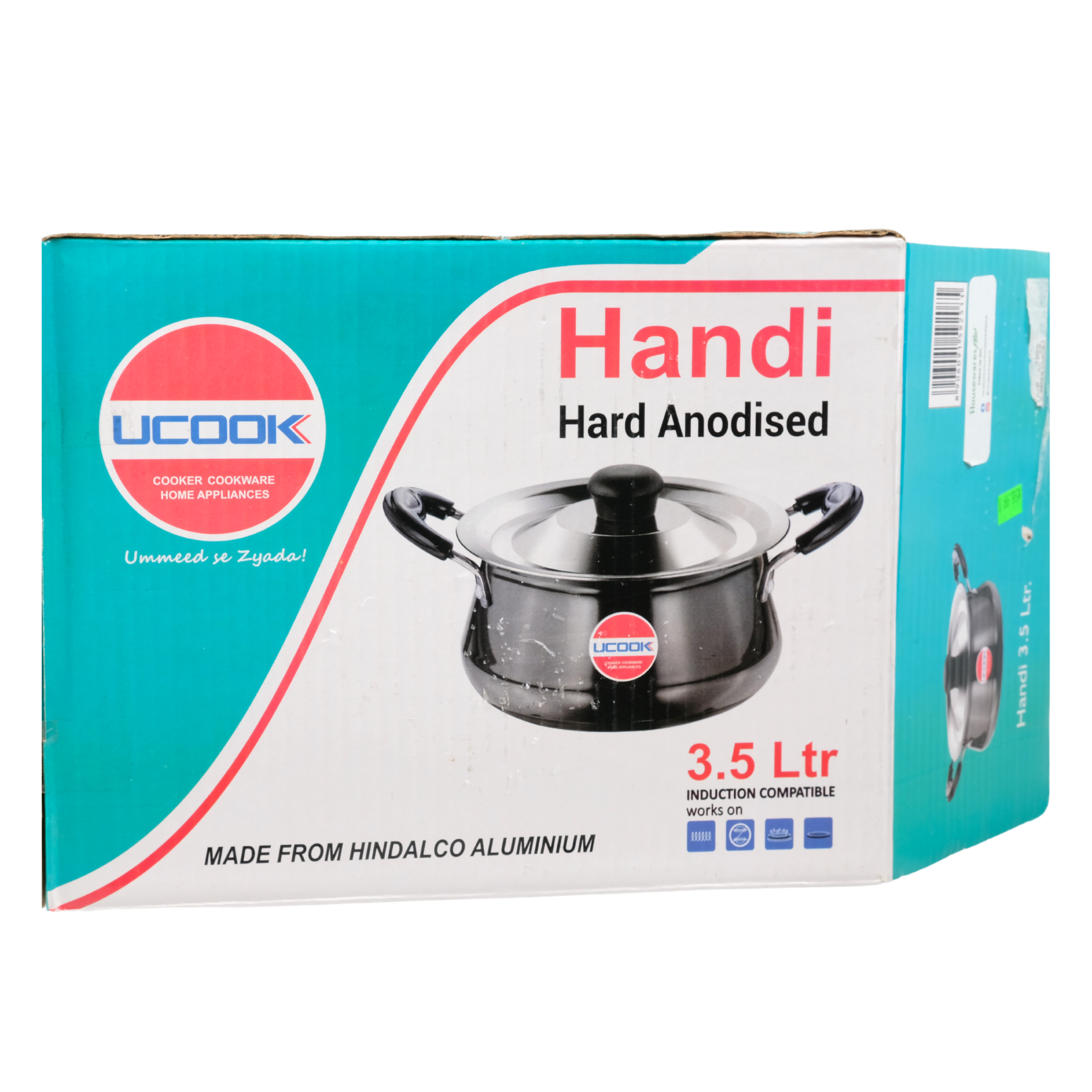 U Cook Hard Anodised Cooking Pot (Handi) 3.5L With Lid