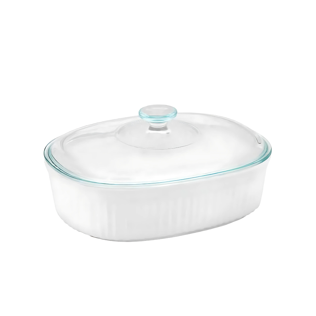 Corningware French White 1.5qt Oval Baking Dish With Glass Cover