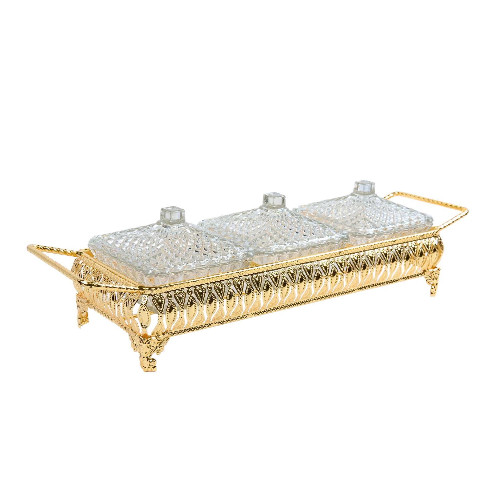 Gold 3 Section Dry Fruit Tray