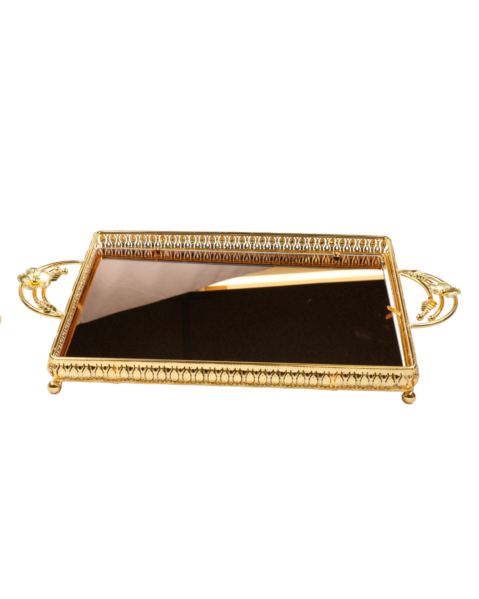 Gold 2 Piece Rectangle Serving Tray Set
