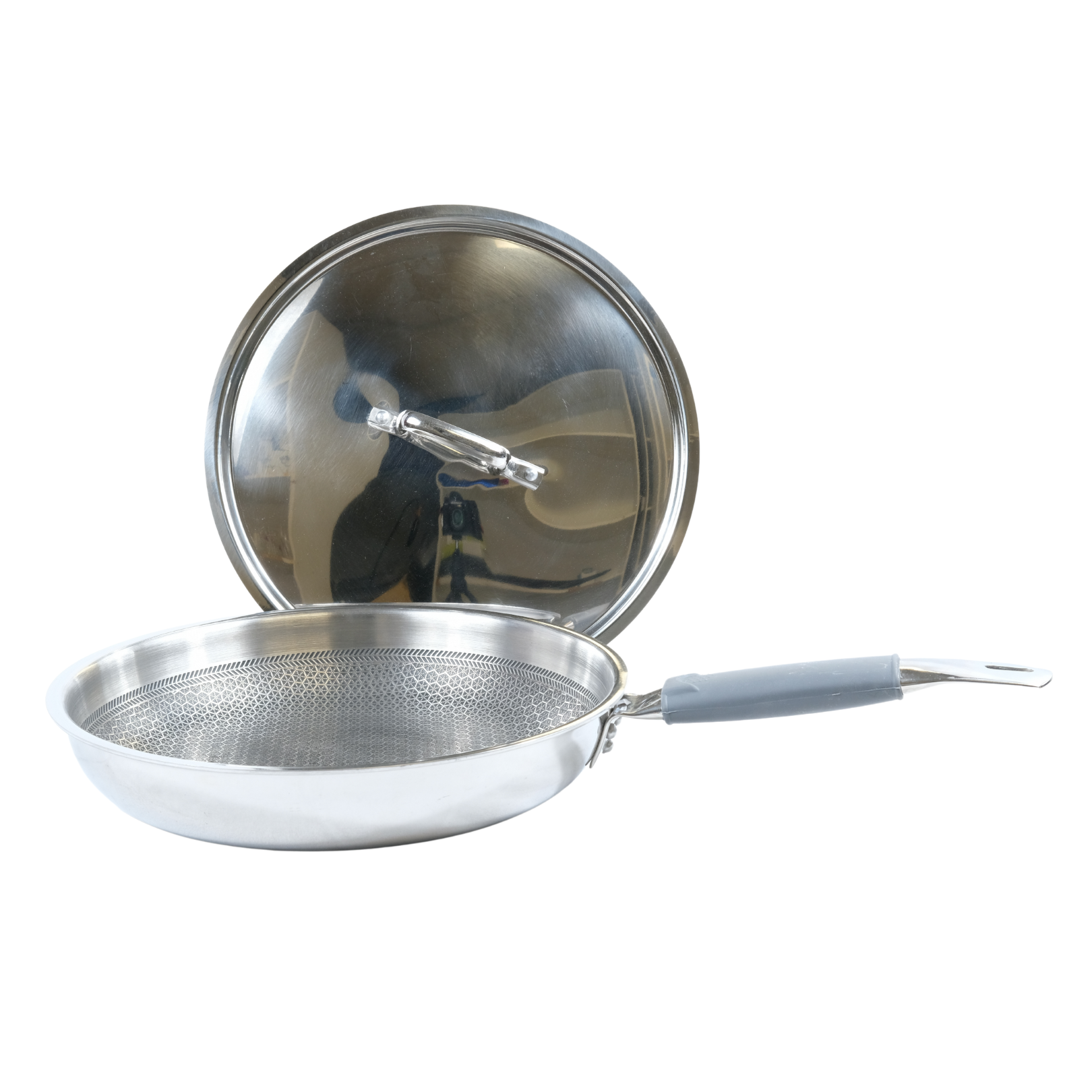 Indian Roots Honeycomb Stainless Steel Frying Pan 24 With Cover