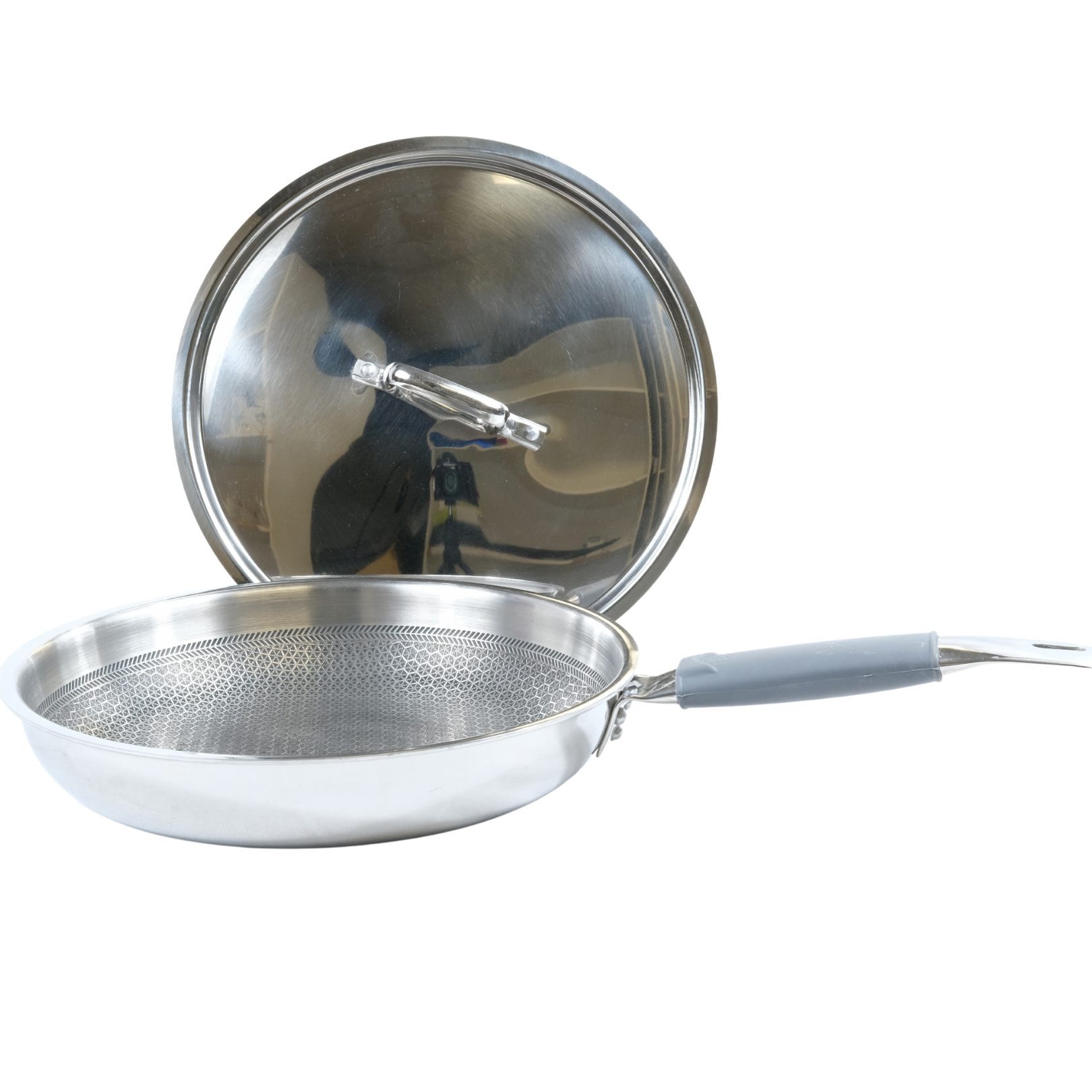 Indian Roots Honeycomb Stainless Steel Frying Pan 26 With Cover