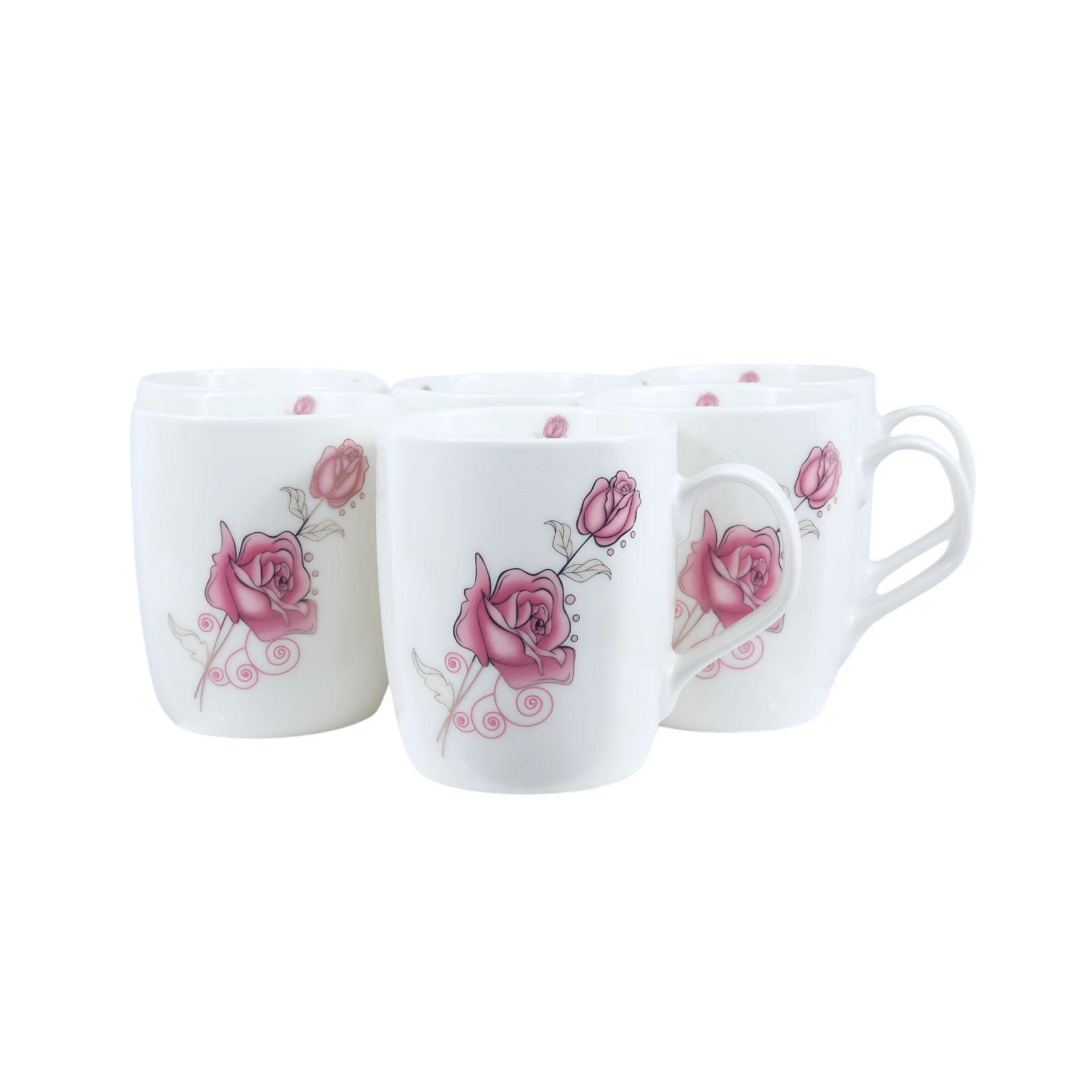 New Bone China 6 pc Tea Cups (Rose pattern)