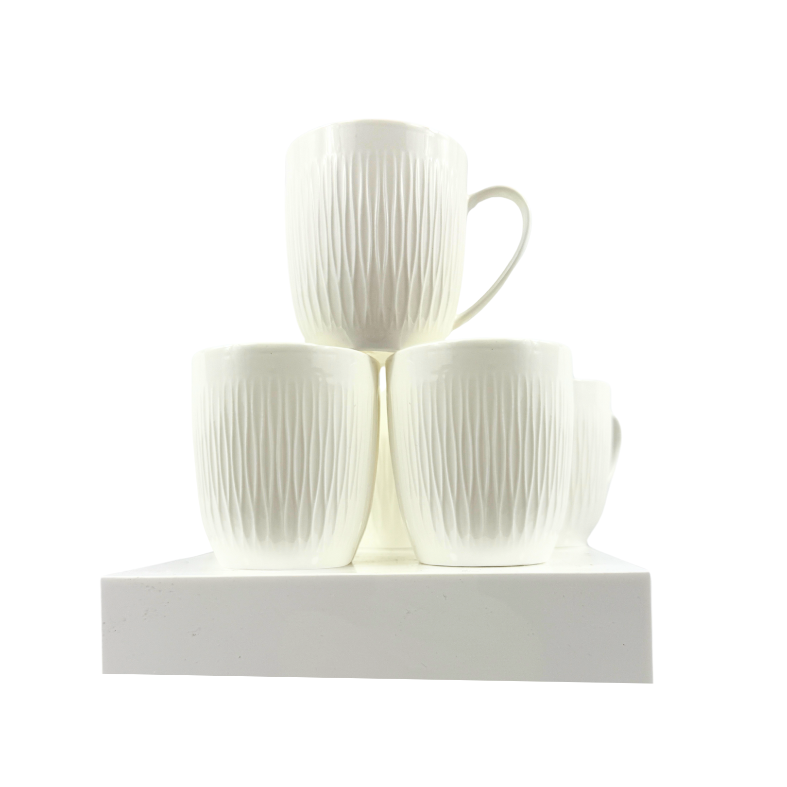 New Bone China Lightweight 6 pc Tea Cups (Self Print)