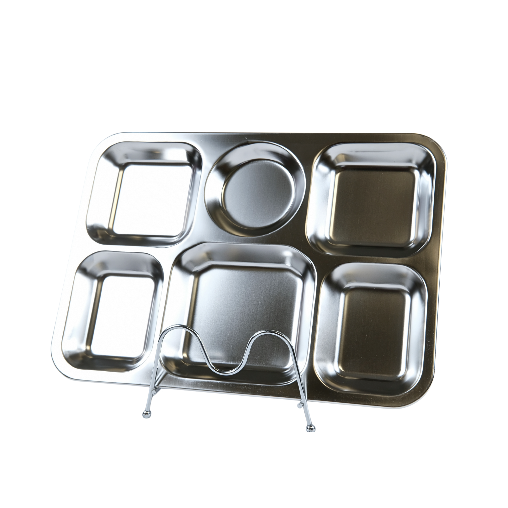 Stainless Steel 6 Compartment Rectangle Plate