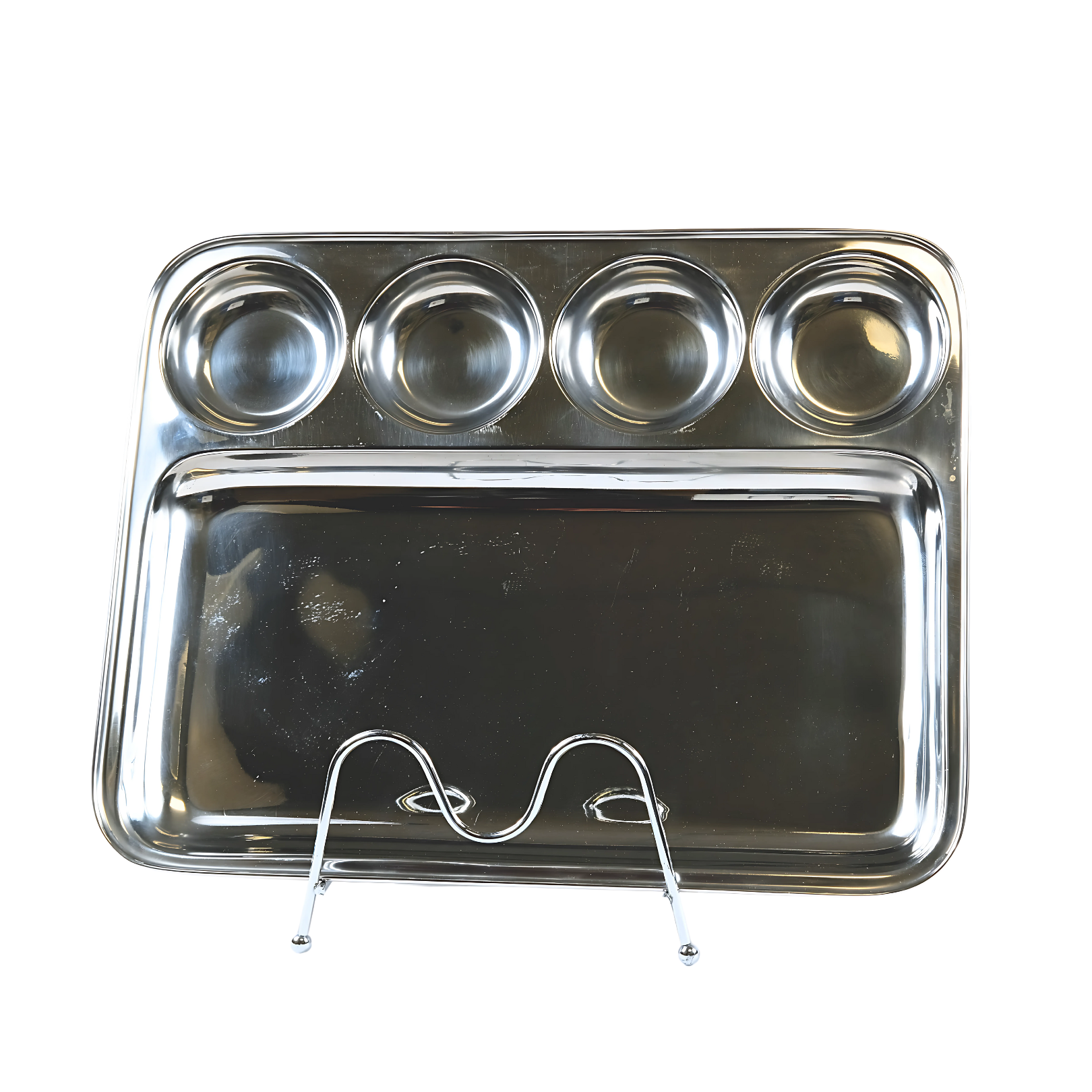 Stainless Steel 4+1 Compartment Rectangle Plate