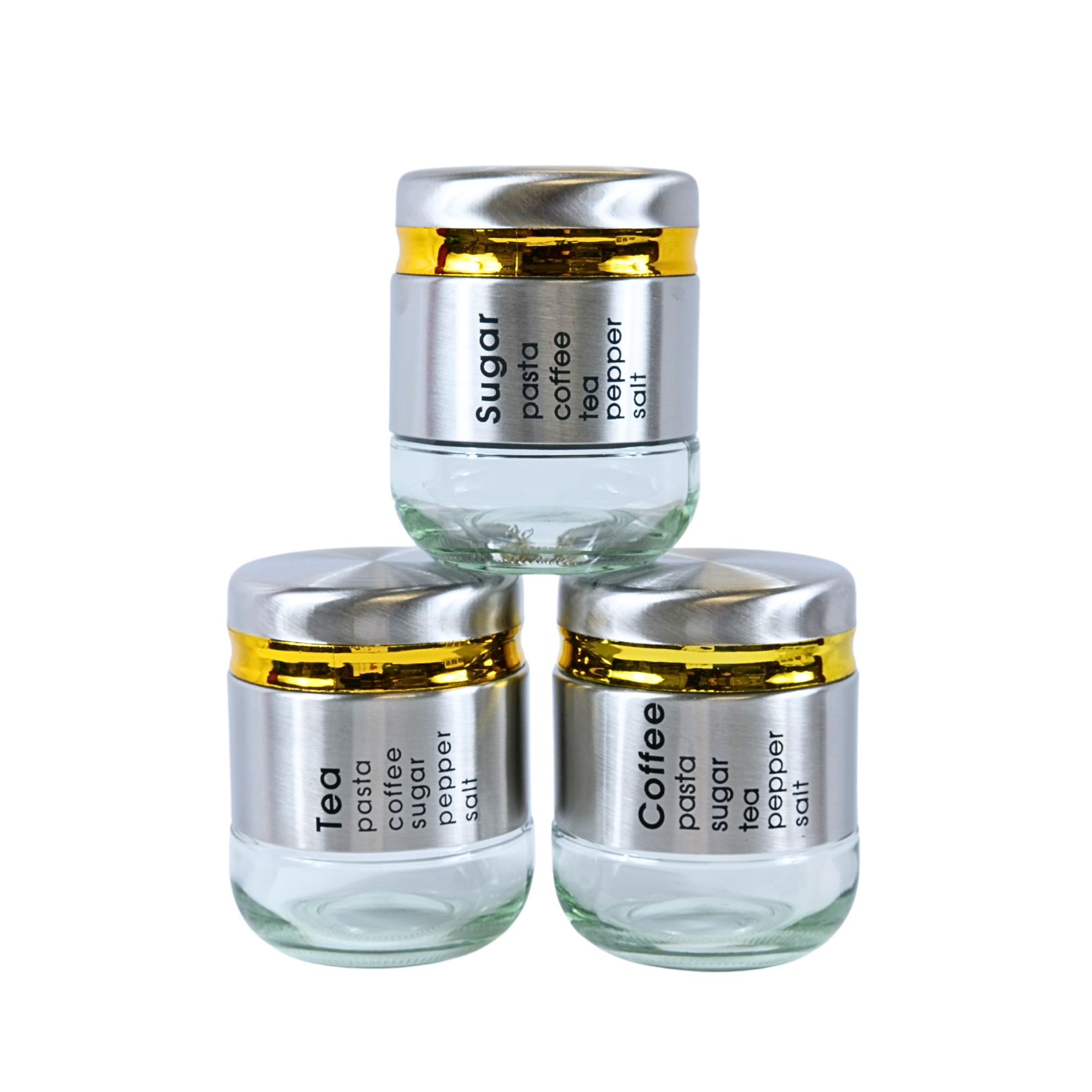 Sparklez Stainless Steel/Glass 3Pc Spice Jar Set