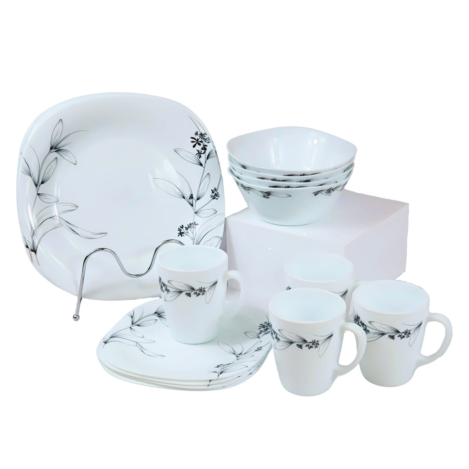 Victoria Black Flower 16 pc Dinner Set