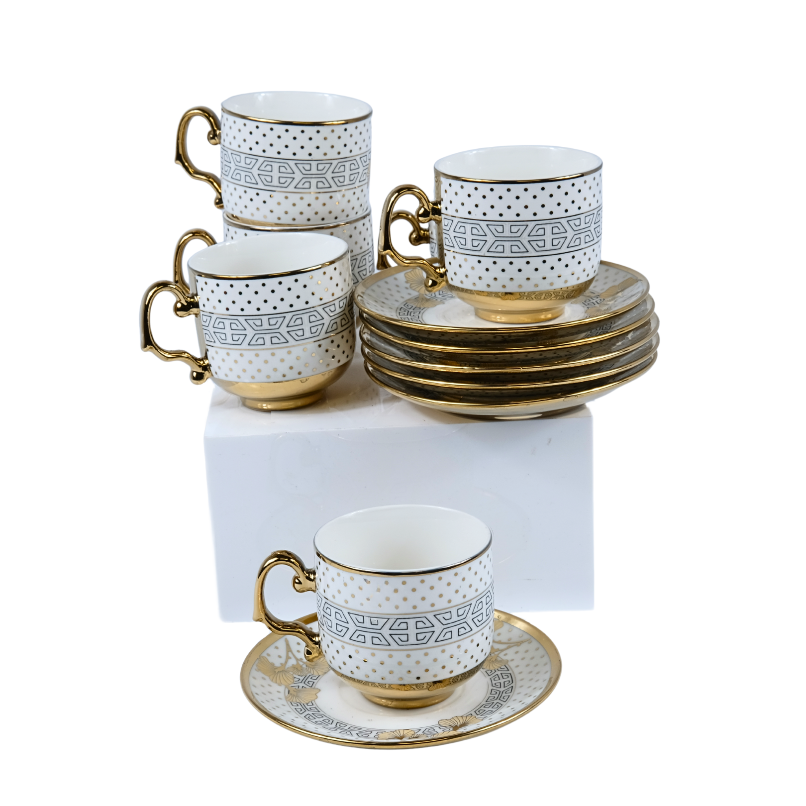 12pc Gold Design Cup & Saucer Set